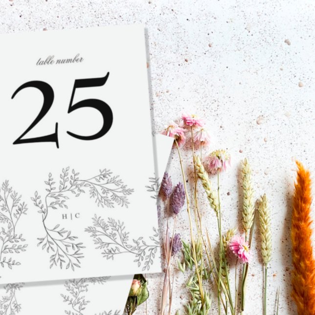 Numeração De Mesa Wreath Floral Tradicional Monograma Mínimo (Criador carregado)