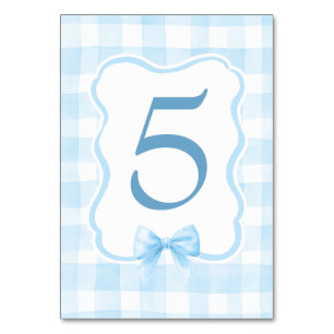 Numeração De Mesa Xadrez Azul Claro Fofo Vintage Soft Pastel