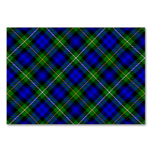 Numeração De Mesa xadrez azul verde tartan Campbell