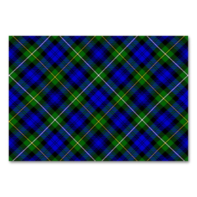 Numeração De Mesa xadrez azul verde tartan Campbell (Frente)