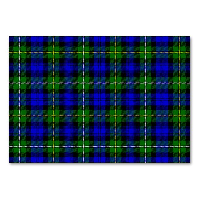 Numeração De Mesa xadrez azul verde tartan Campbell (Frente)
