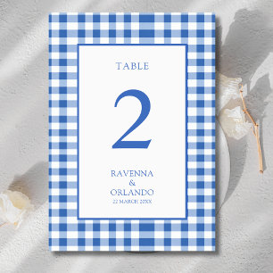 Numeração De Mesa Xadrez Rústico Azul Bebê Gingham Casamento