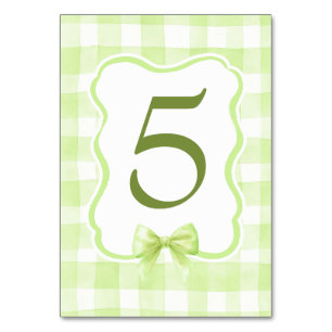 Numeração De Mesa Xadrez Verde Sálvia Fofo Vintage Pastel Macio