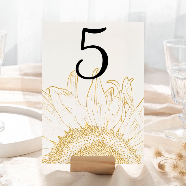Numeração De Mesa Yellow Sunflower Graphic Table Numbers (Criador carregado)