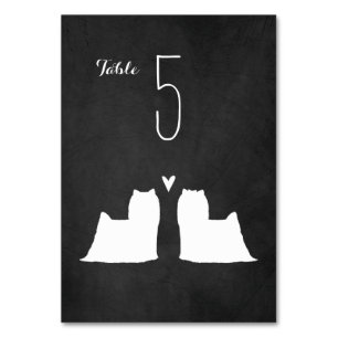 Numeração De Mesa Yorkshire Terrier Silhouettes Recepção de casament