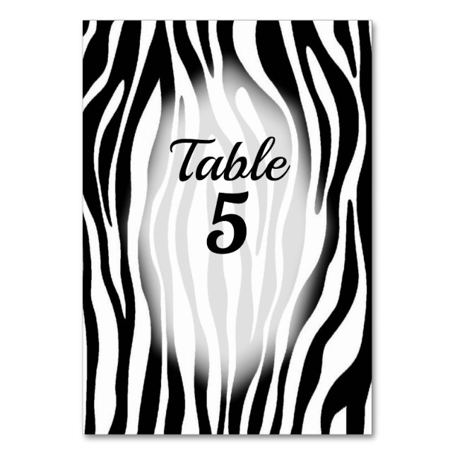 Numeração De Mesa Zebra Theme Table Numbers (Frente)