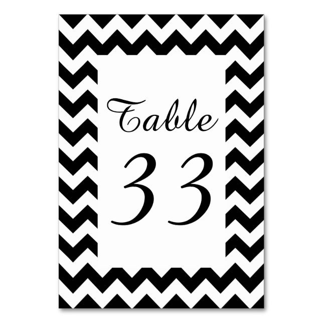 Numeração De Mesa Zigzag branco personalizável numerado (Verso)
