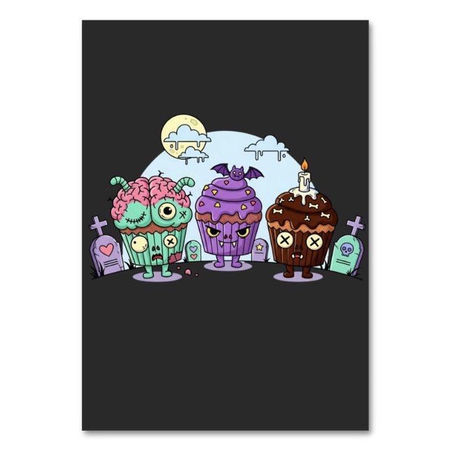 Numeração De Mesa Zombie Cupcake Halloween (Frente)