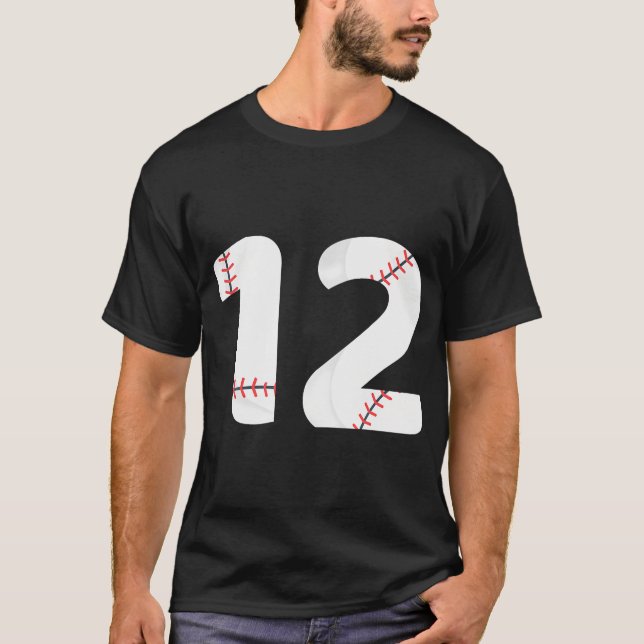 Número 12 Camisa da Equipe de Baseball - Bateria d (Frente)