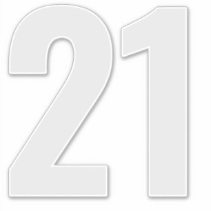 Número 21 Cinzas prateadas e adesivo branco