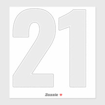 Número 21 Cinzas prateadas e adesivo branco