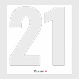 Número 21 Cinzas prateadas e adesivo branco