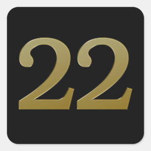 Número 22: Adesivo Quadrado Dourado