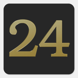 Número 24: Adesivo Quadrado Dourado