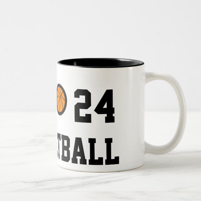 Número 24 caneca de basquete | Personalizável (Direita)