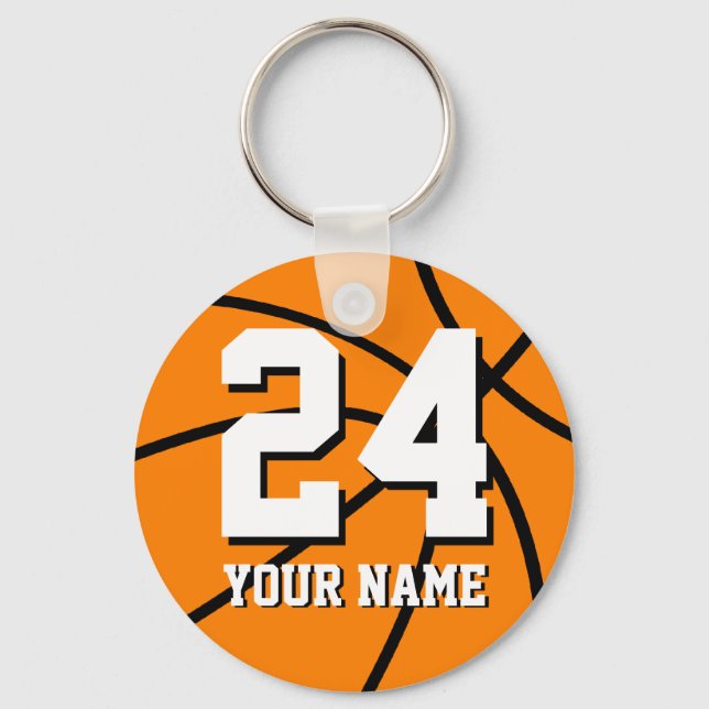 Número 24 chaveiros de basquete | Personalizável (Frente)