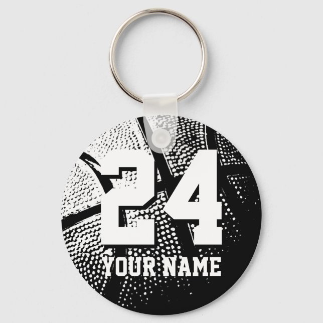 Número 24 chaveiros de basquete | Personalizável (Frente)