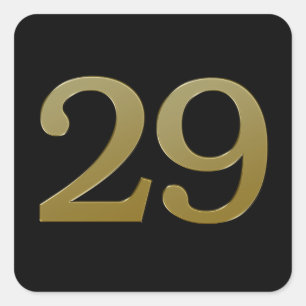Número 29: Adesivo Quadrado Dourado