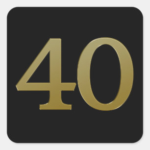 Número 40: Adesivo Quadrado Dourado