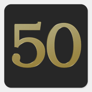 Número 50: Adesivo Quadrado Dourado