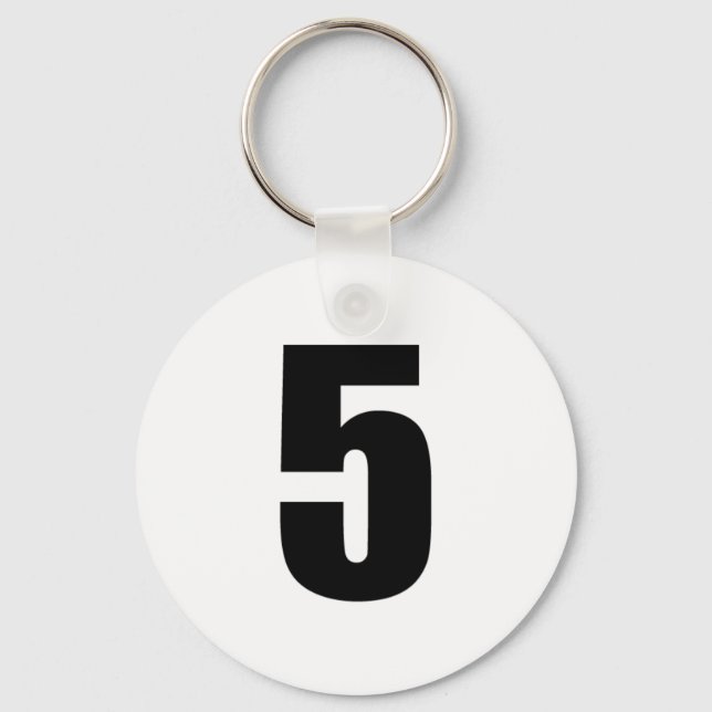 número 5 em preto no botão branco chaveiro (Frente)