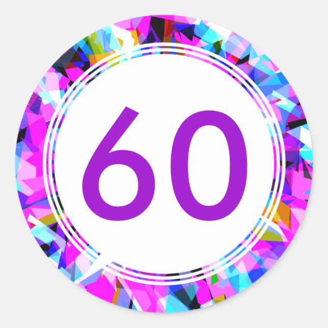 Número 60 - Adesivo redondo (Frente)