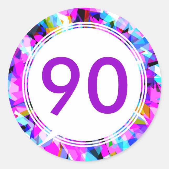 Número 90 - Adesivo redondo (Frente)
