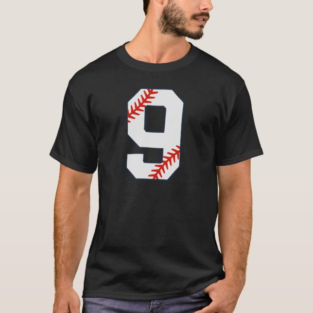 Número 9 da Camisa de Beisebol (Frente)