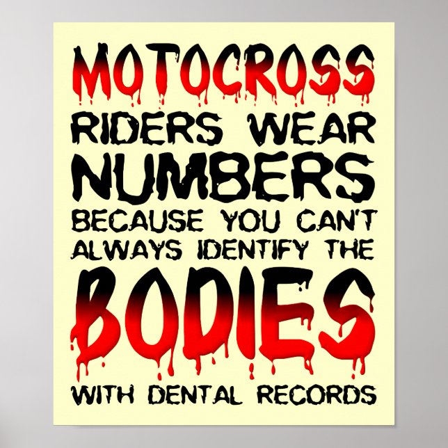 Número As Corpos Dirt Bike Motocross Poster Sinal (Frente)
