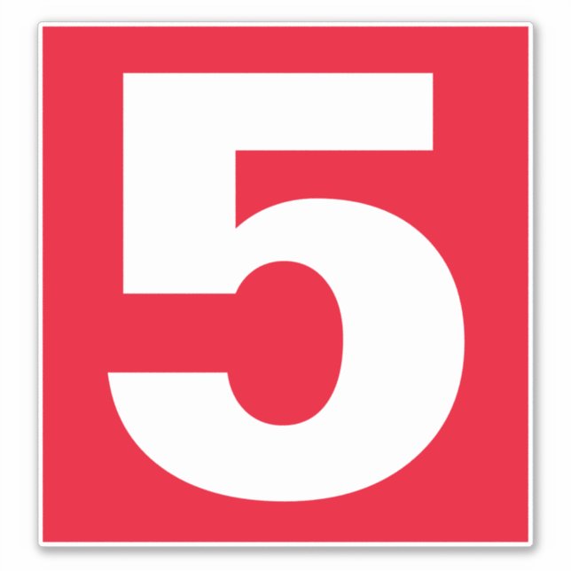 Número cinco, adesivo vermelho e branco (Frente)