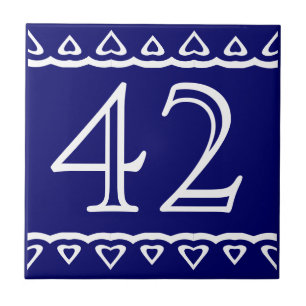 Número - Corações Branco em Azul