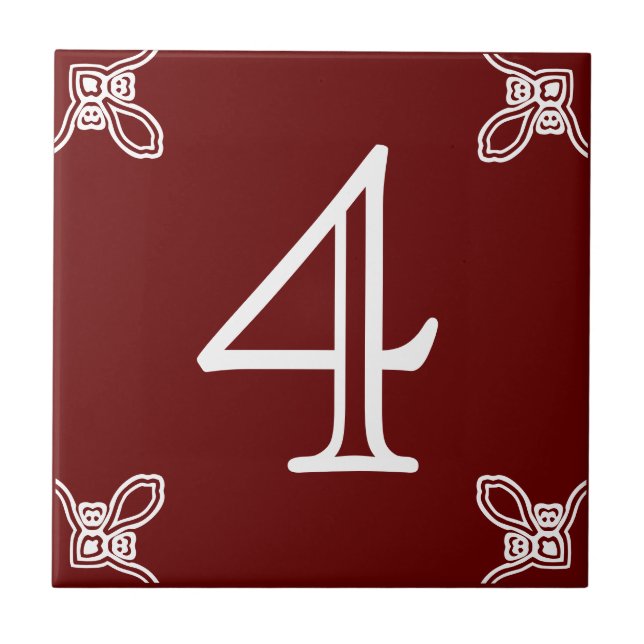 Número da Casa - Branco Espanhol no Azulejo Marrom (Frente)