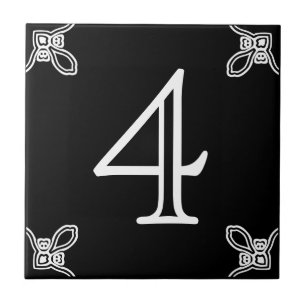 Número da Casa - Branco Espanhol no Azulejo Preto