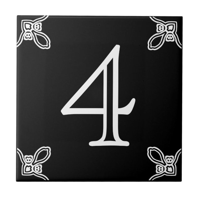 Número da Casa - Branco Espanhol no Azulejo Preto (Frente)