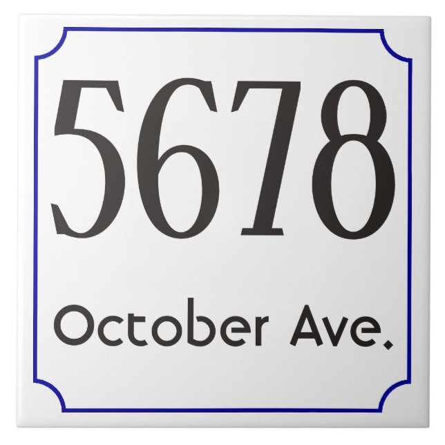Número da casa com rua - quadro azul (Frente)