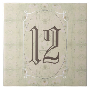 Número da casa floral de madeira antigo