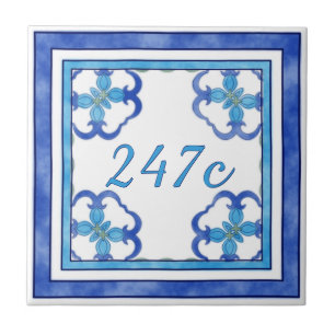 Número da casa pequeno azul