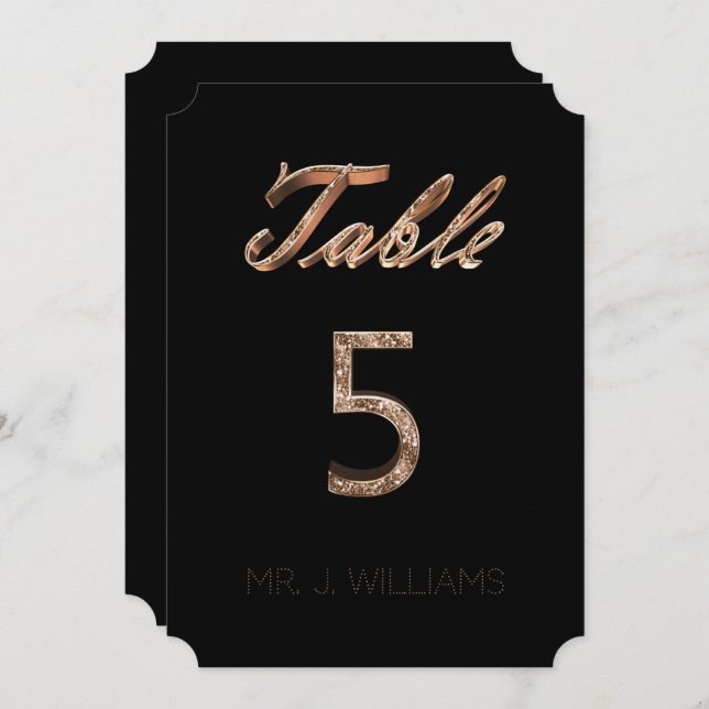 Número da Mesa 5 Cartão de Acompanhamento Elegante (Frente/Verso)