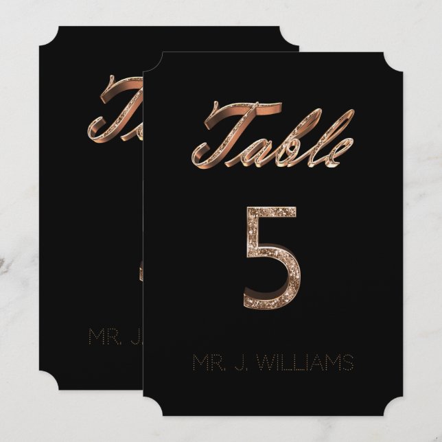 Número da Mesa 5 Cartão de AcOMPANHANTE Elegante D (Frente/Verso)