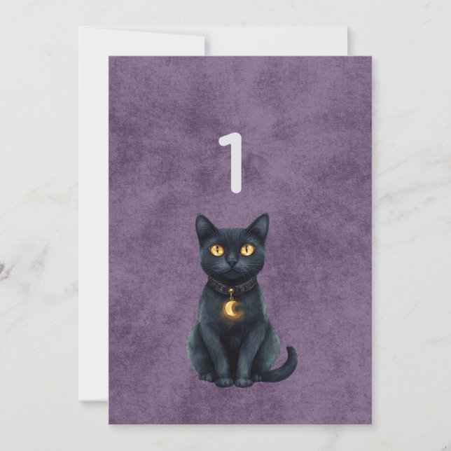 Número da Mesa Casamento Gato Preto Gótico (Frente)