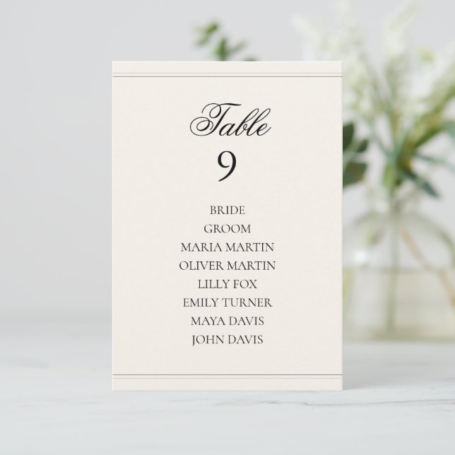 Número da Mesa de Casamento Clássico Vintage Luxuo (Em pé/Frente)