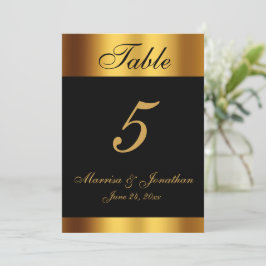 Número da Mesa de Casamento da Caligrafia Dourada