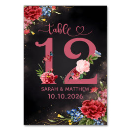Número da Mesa de Casamento Floral Blush 12 Cartão