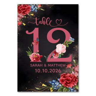 Número da Mesa de Casamento Floral Blush 12 Cartão