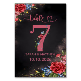 Número da Mesa de Casamento Floral Rosado 7 Cartão