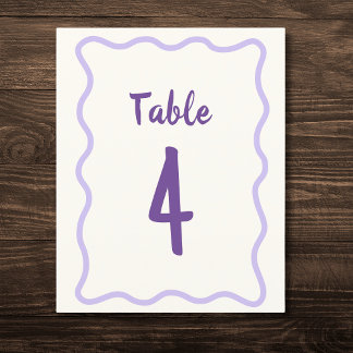 Número da Mesa de Casamento Roxo Ousado Desenhado