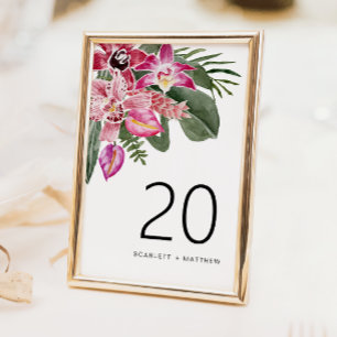 Número da Mesa de Casamento Tropical