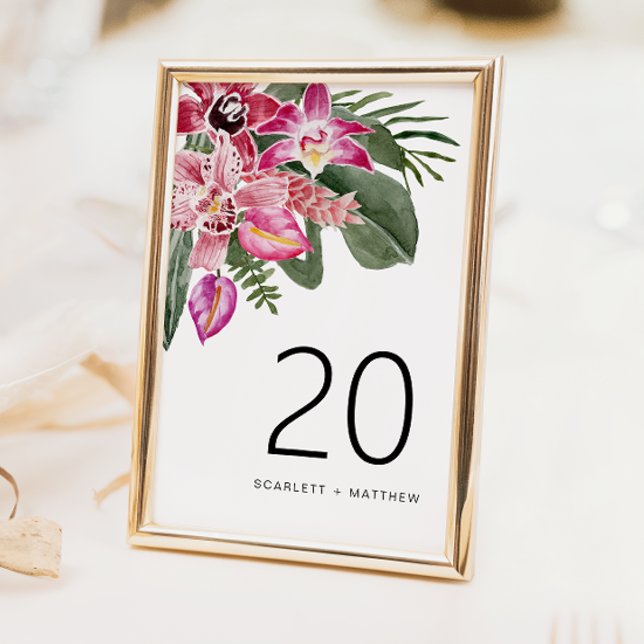 Número da Mesa de Casamento Tropical (Floral Tropical Wedding Table Number by Painted Paperie
)