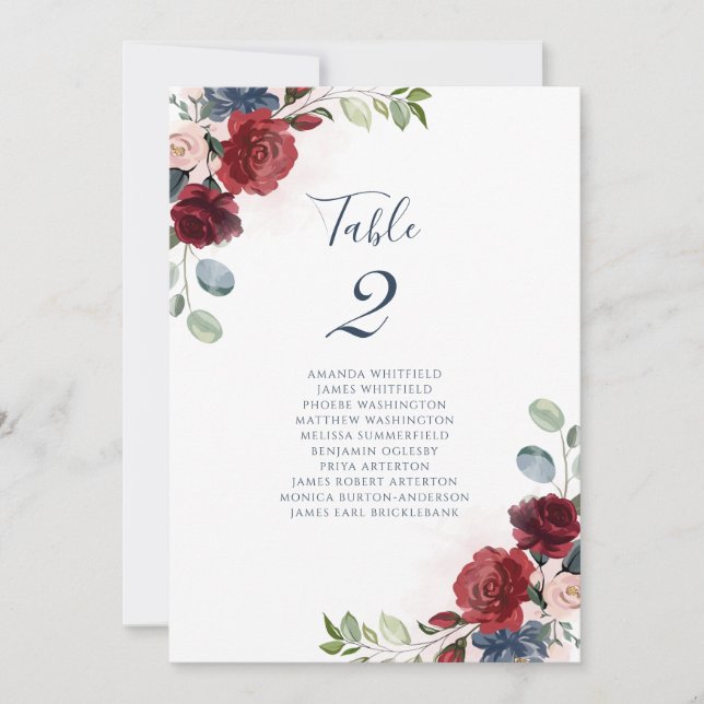 Número da Mesa do Script de Casamento Floral Borgo (Frente)