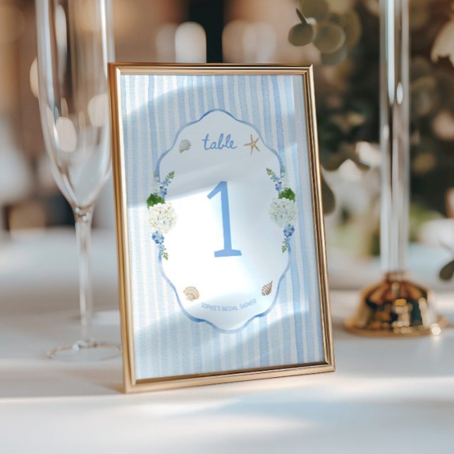 Número da Mesa para Chá de Noiva Hydrangea Costeir (Criador carregado)